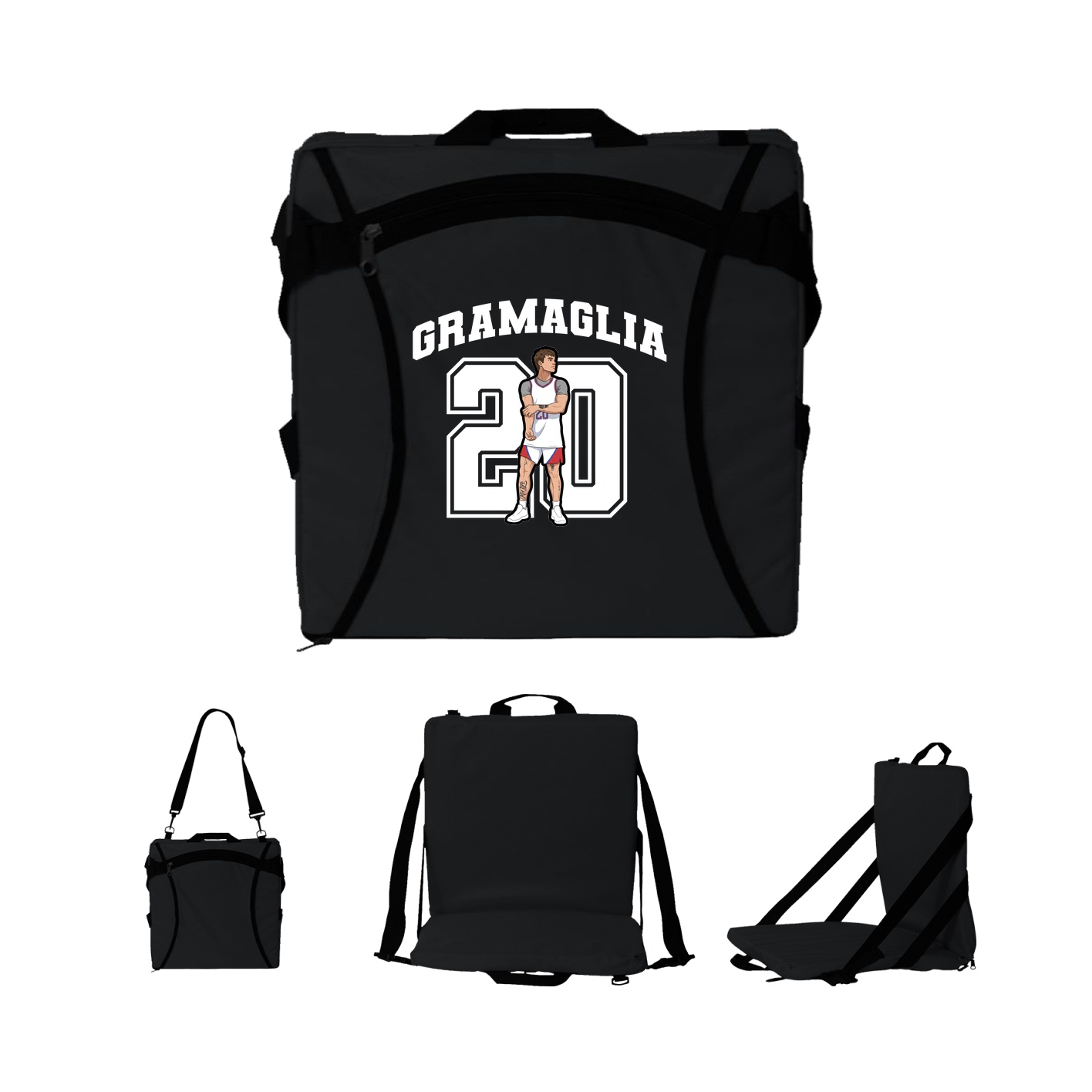 Folding Stadium Seat — Number in Black