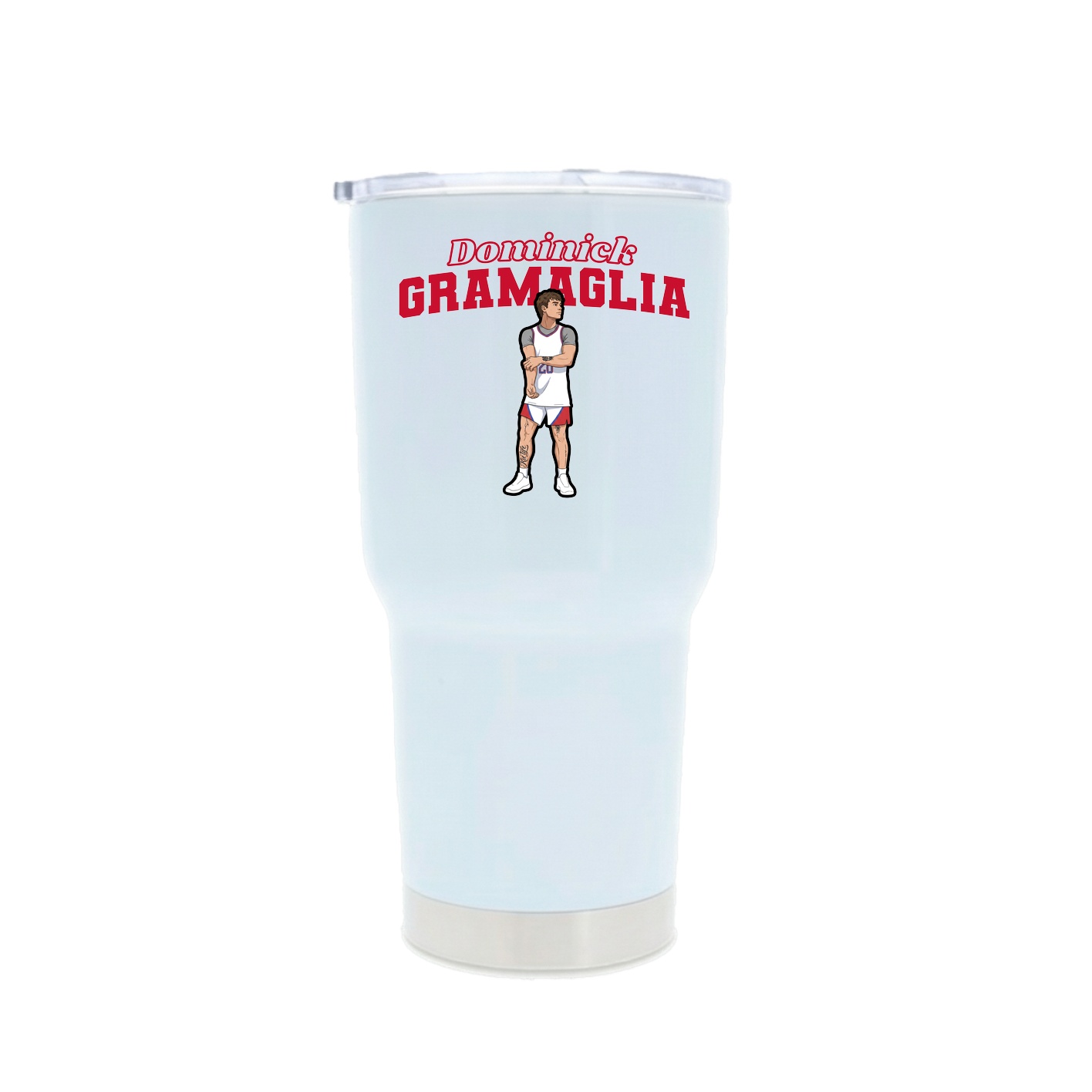 30oz Stainless Steel Tumbler — Name Arch in White
