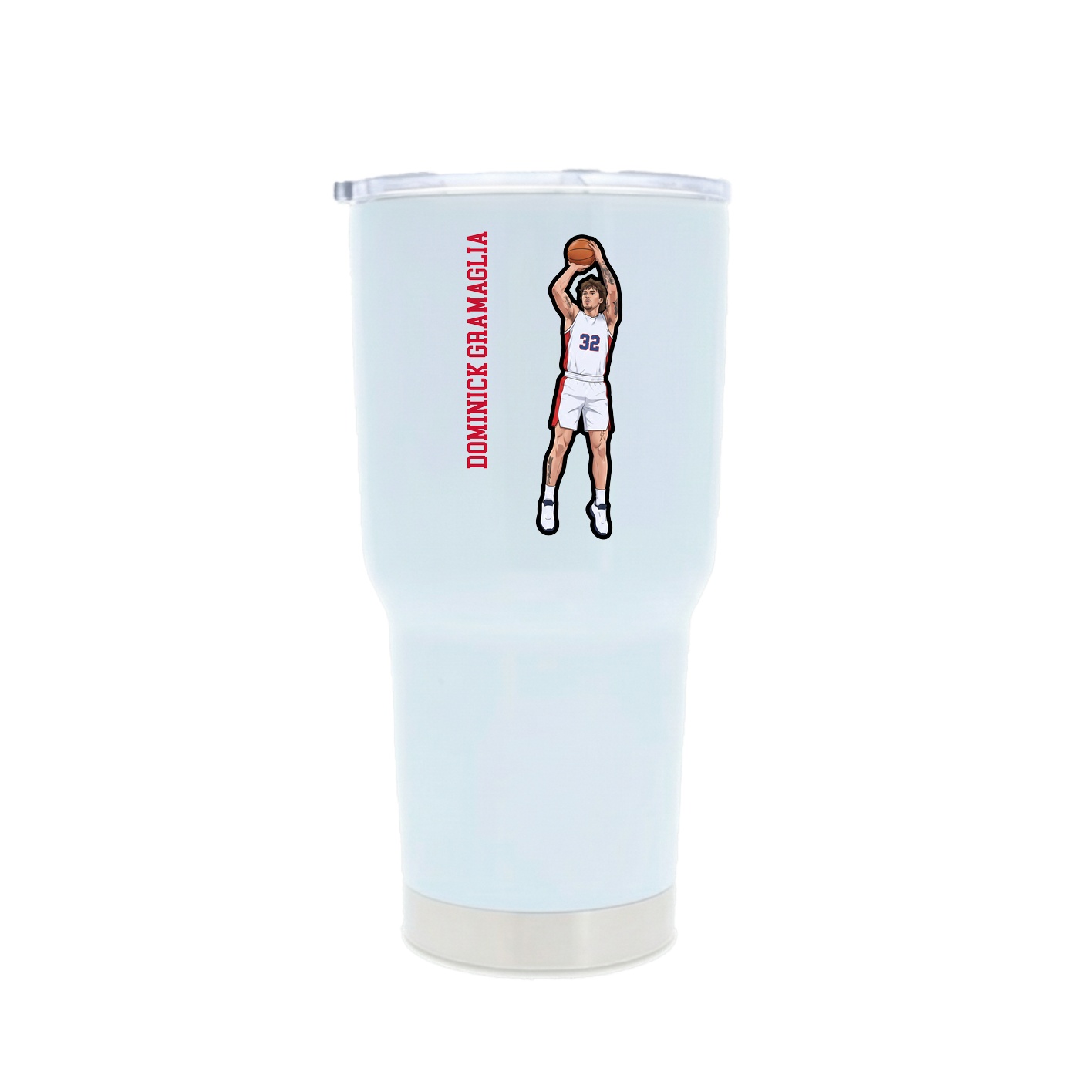 30oz Stainless Steel Tumbler — Name Vertical in White