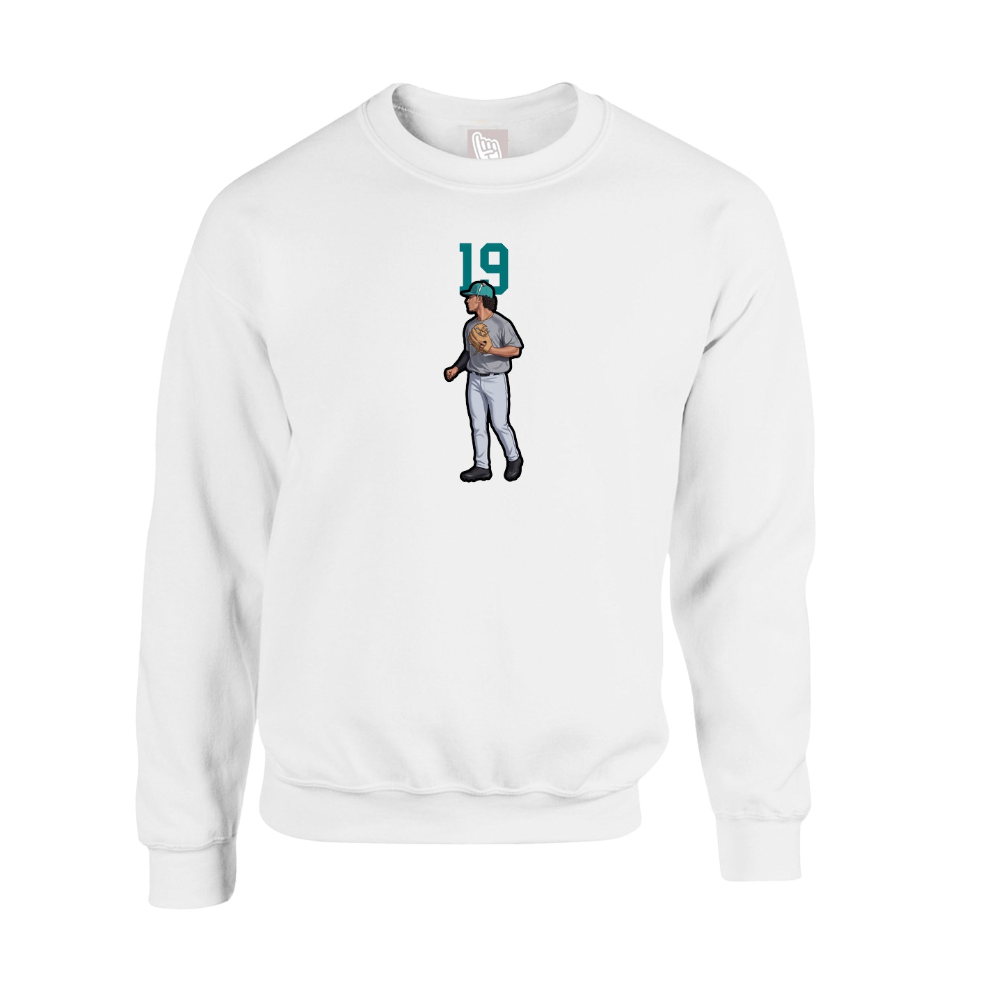 Fleece Crew — Number Top in White