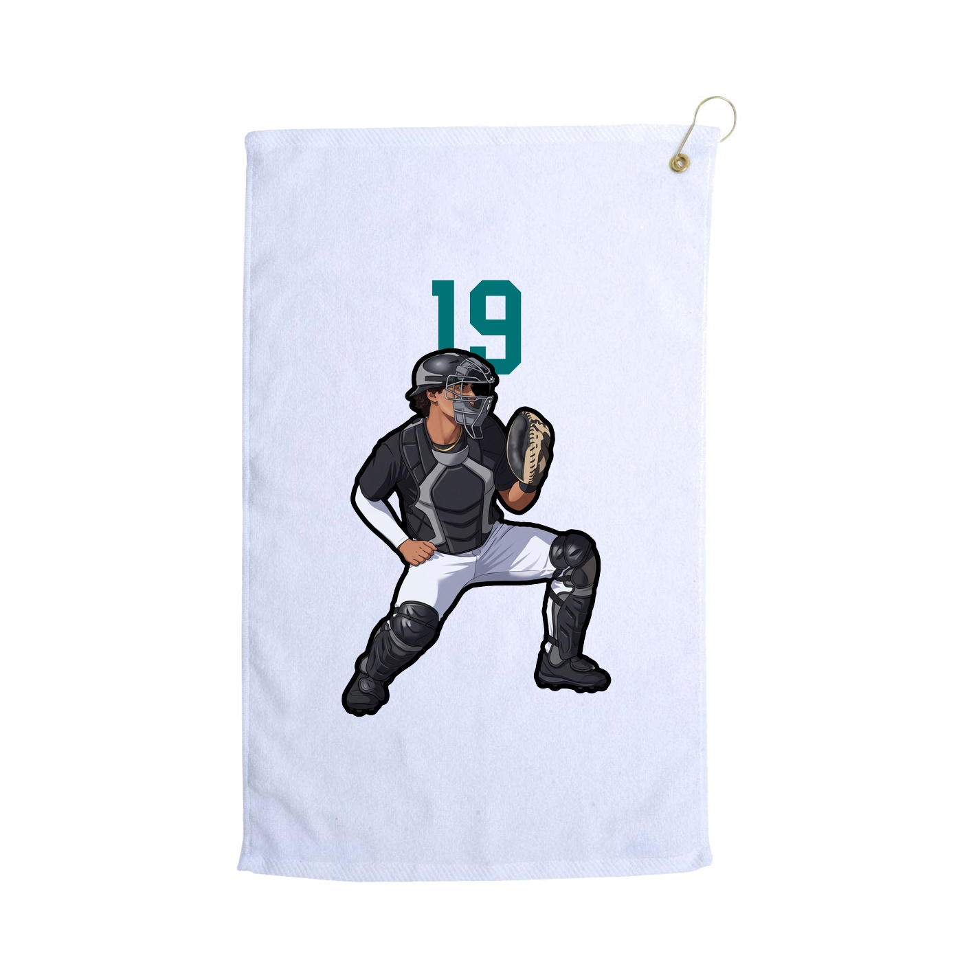 Golf Towel — Number Top in White