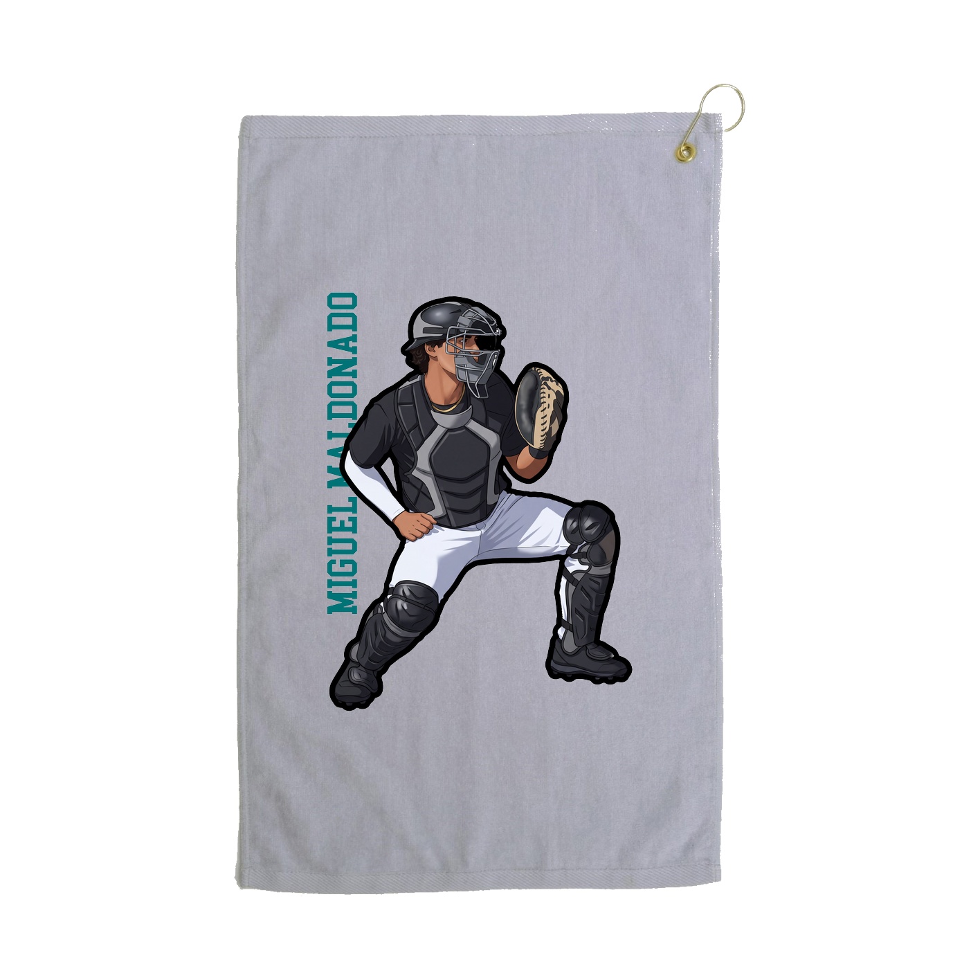 Golf Towel — Name Vertical in Grey