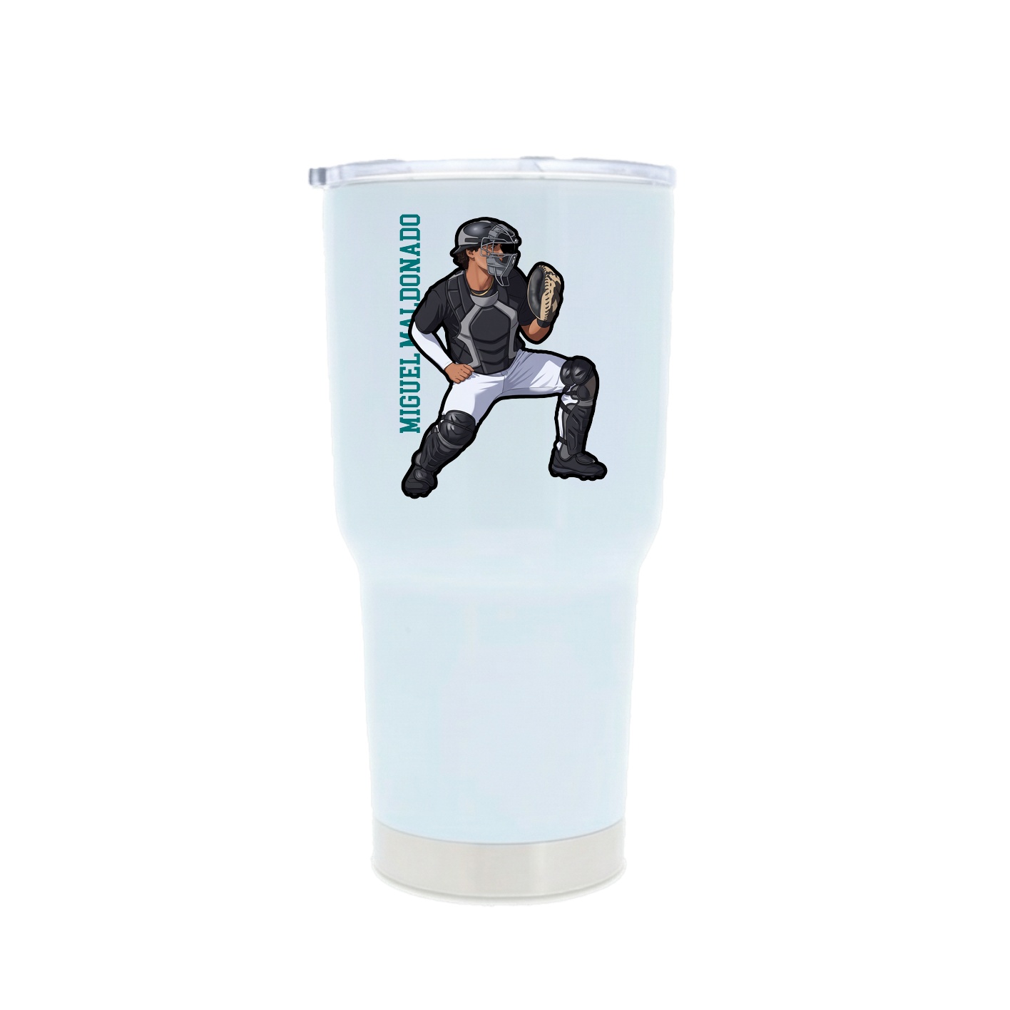 30oz Stainless Steel Tumbler — Name Vertical in White