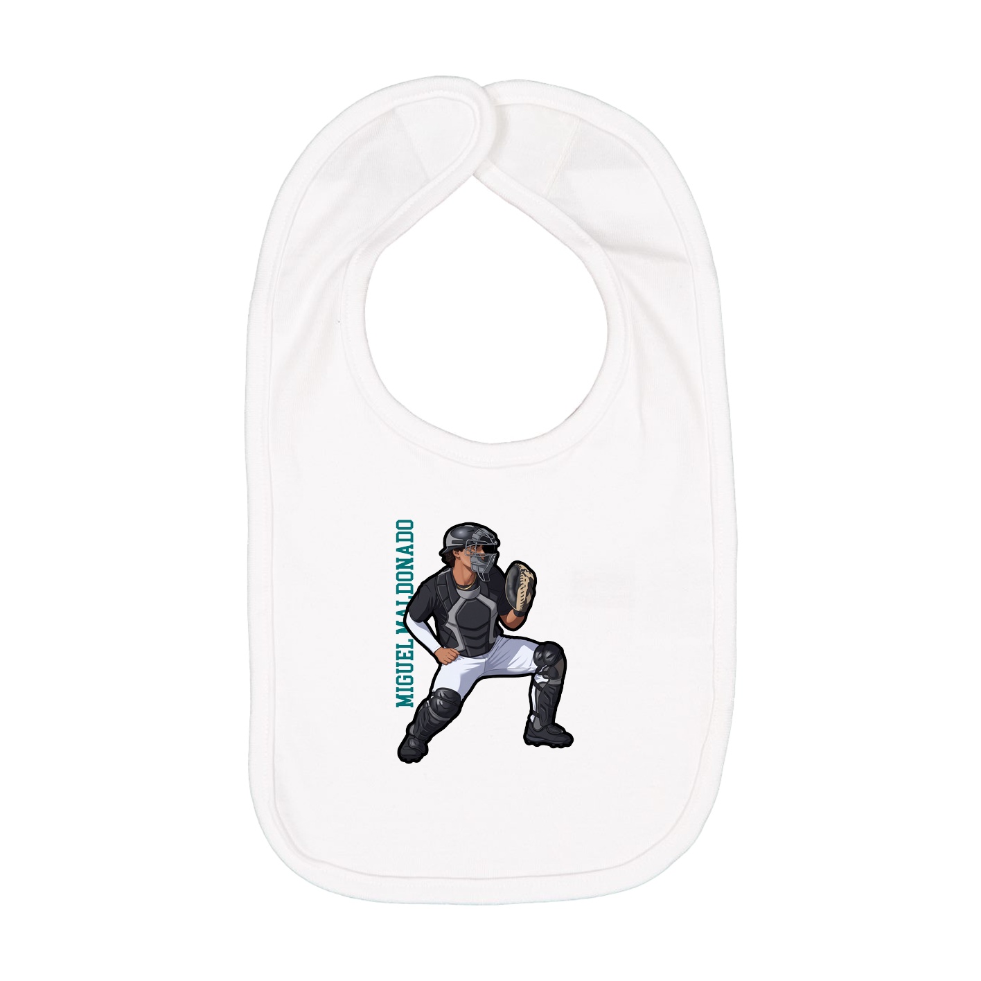 Infant Bib — Name Vertical in White