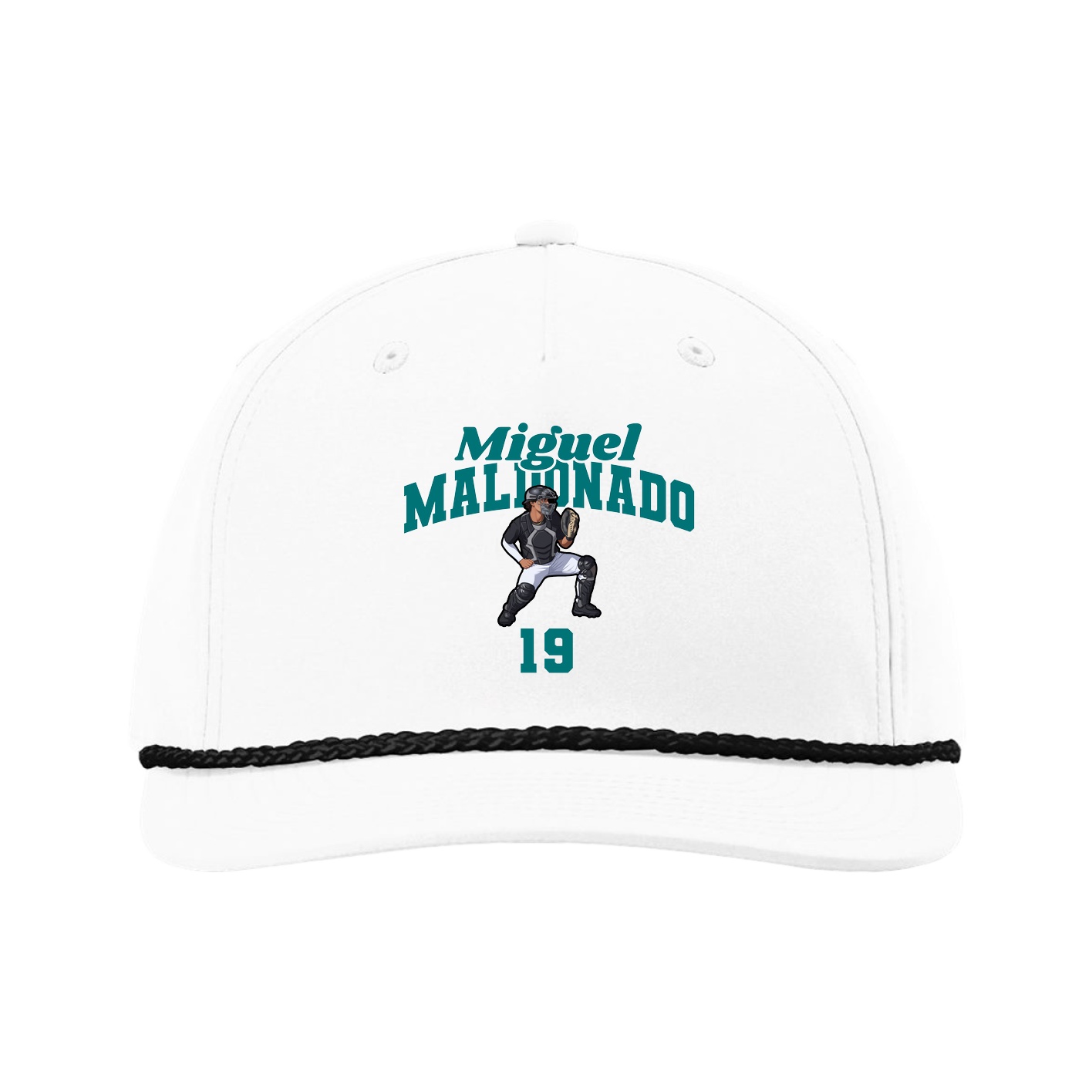 Five-Panel Classic Rope Cap — Signature Arch in White