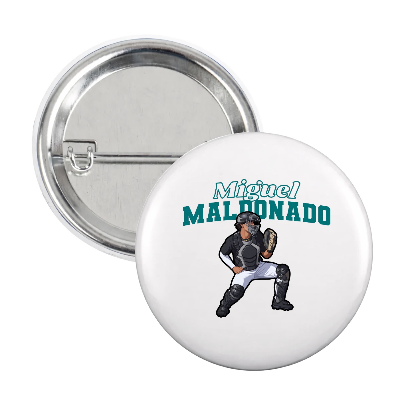 Game Day Button — Name Arch in White