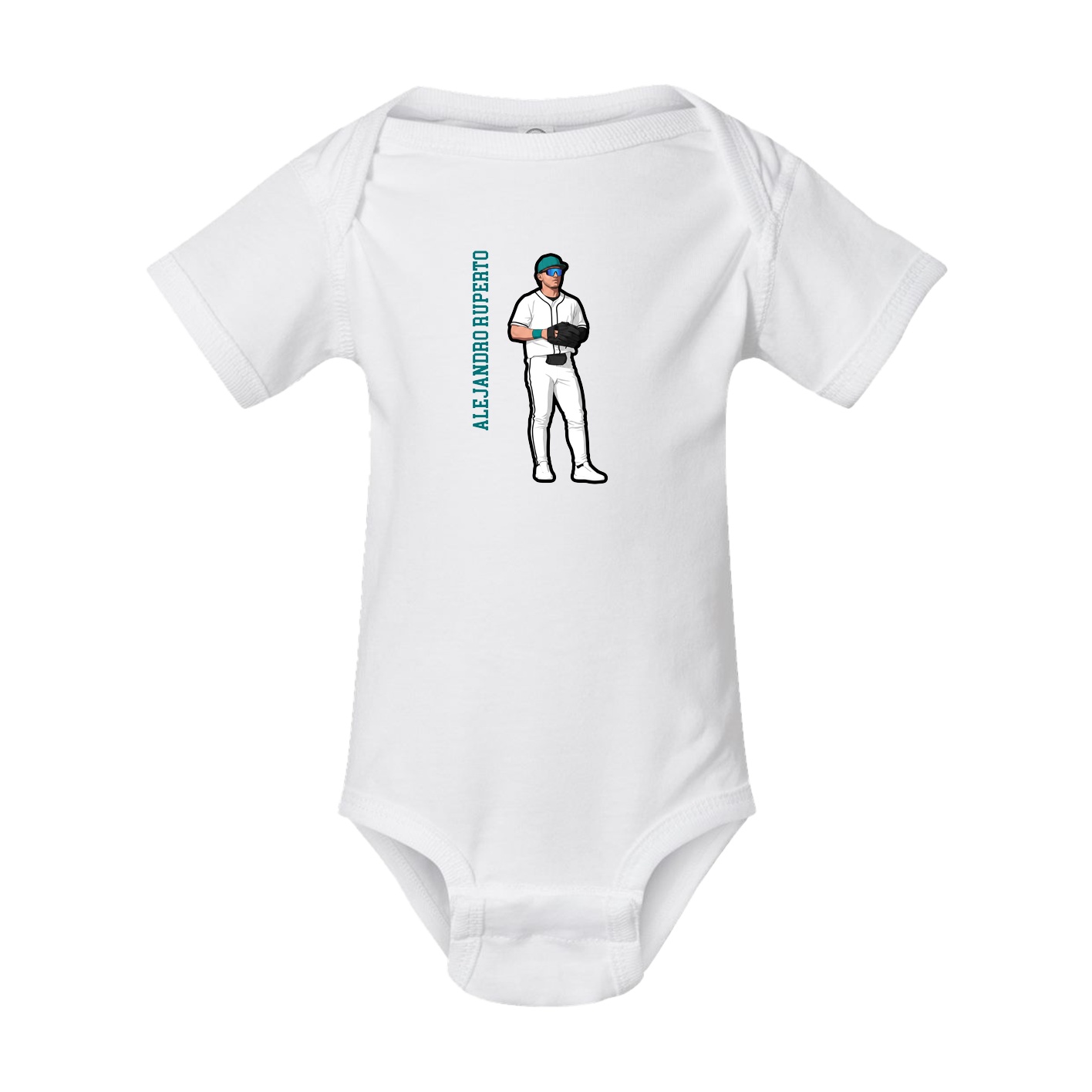 Baby Onesie — Name Vertical in White