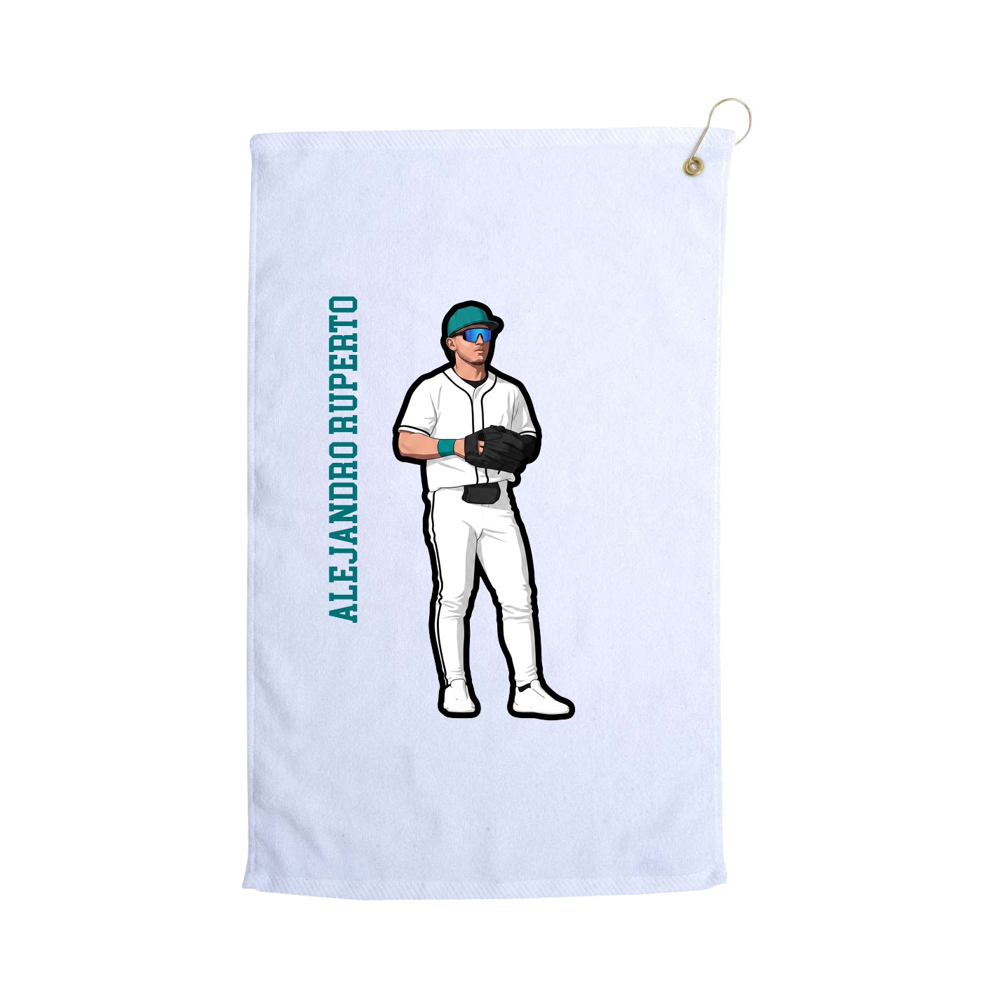 Golf Towel — Name Vertical in White