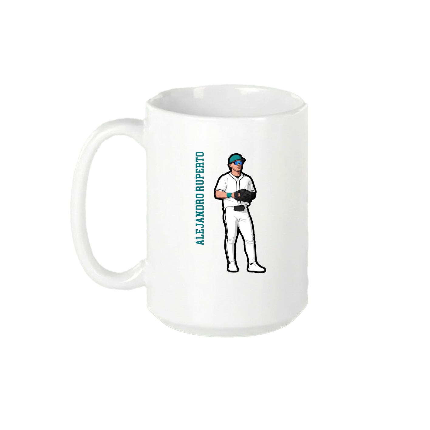 15oz Coffee Mug — Name Vertical in White