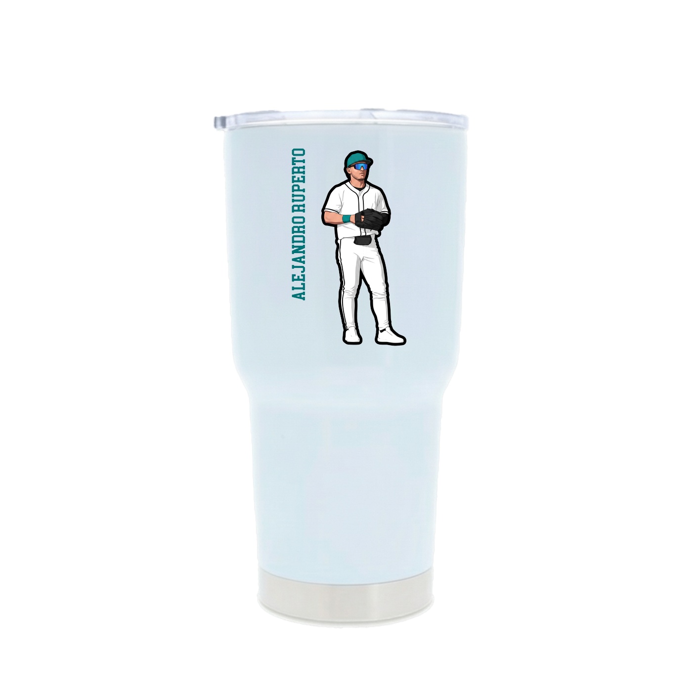 30oz Stainless Steel Tumbler — Name Vertical in White