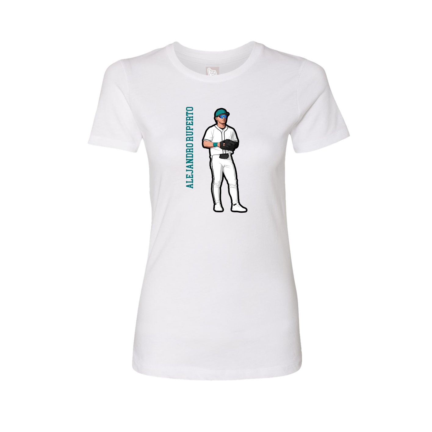 Fitted Women's Tee — Name Vertical in White