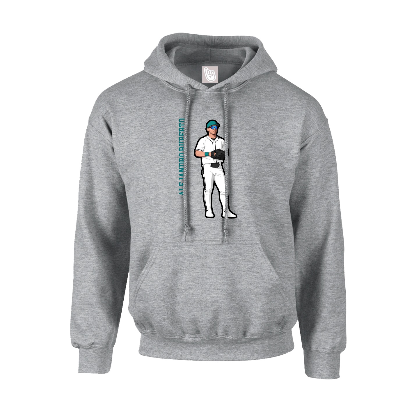 Youth Hoodie — Name Vertical in Grey