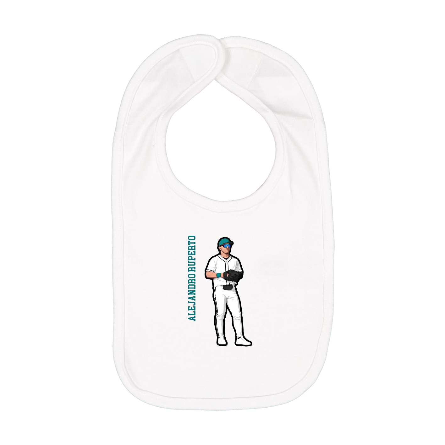 Infant Bib — Name Vertical in White