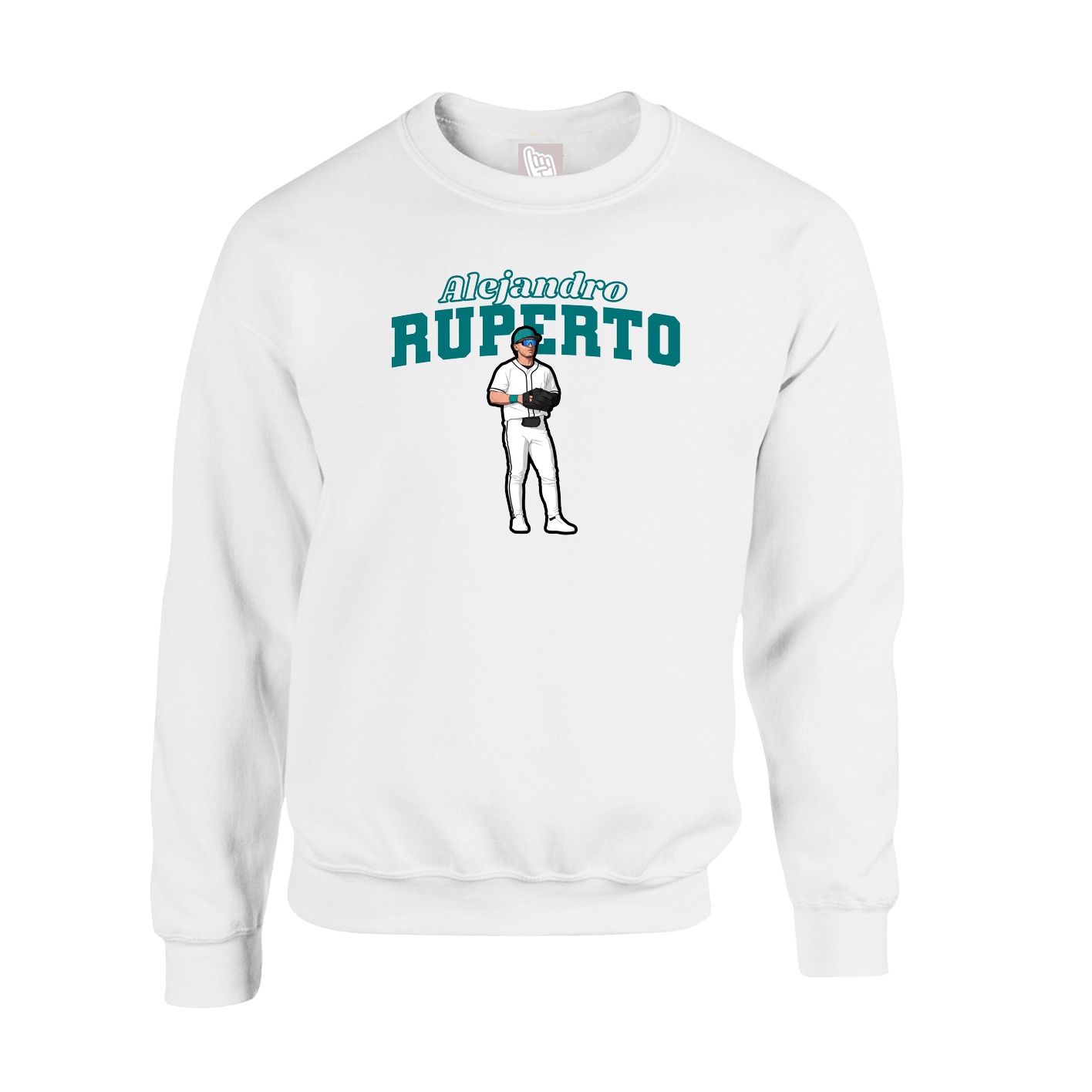 Fleece Crew — Name Arch in White