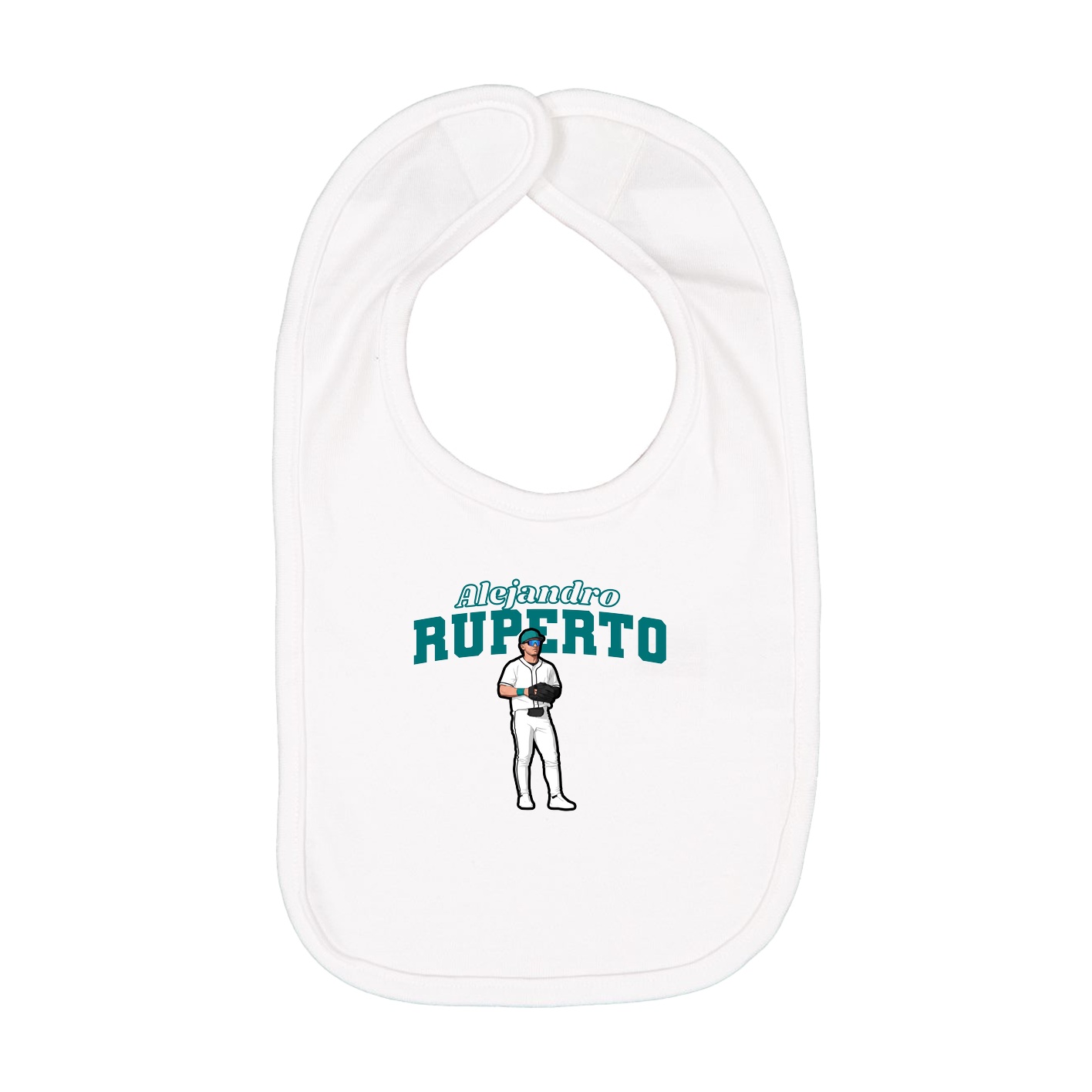 Infant Bib — Name Arch in White