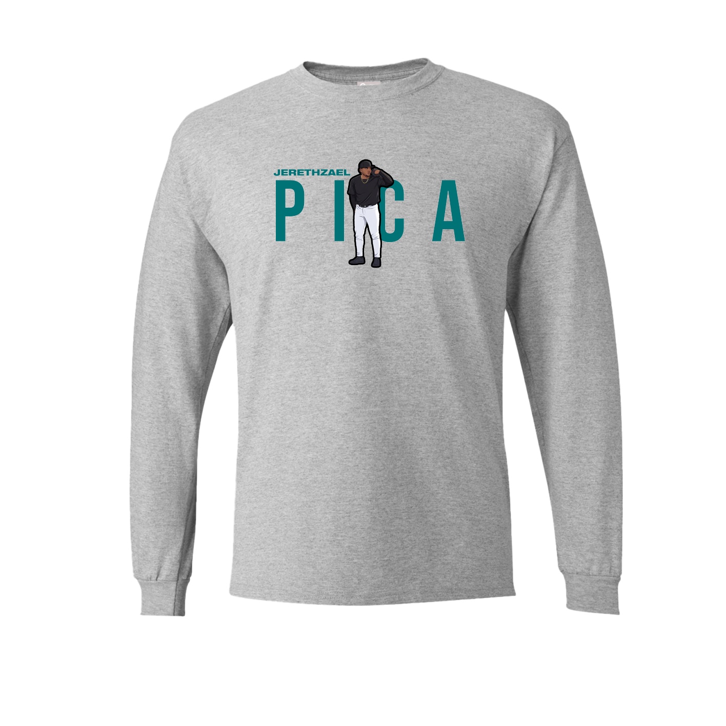 Long Sleeve Tee — Player Name in Grey