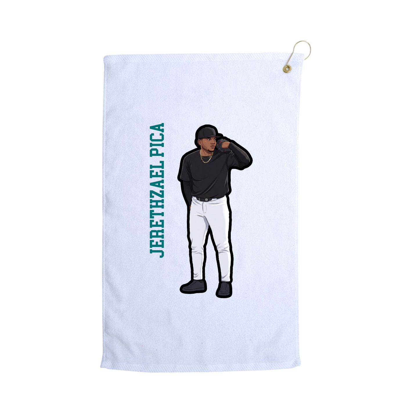 Golf Towel — Name Vertical in White