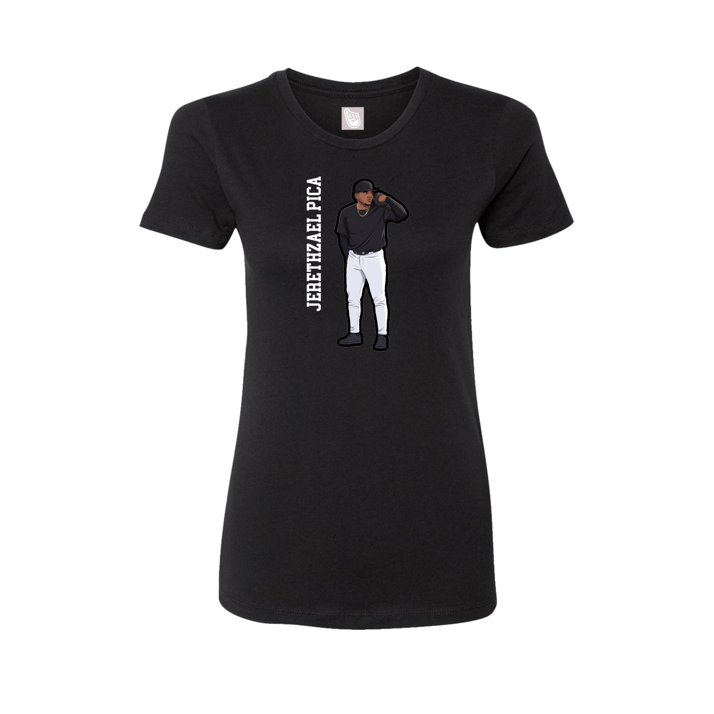 Fitted Women's Tee — Name Vertical in Black