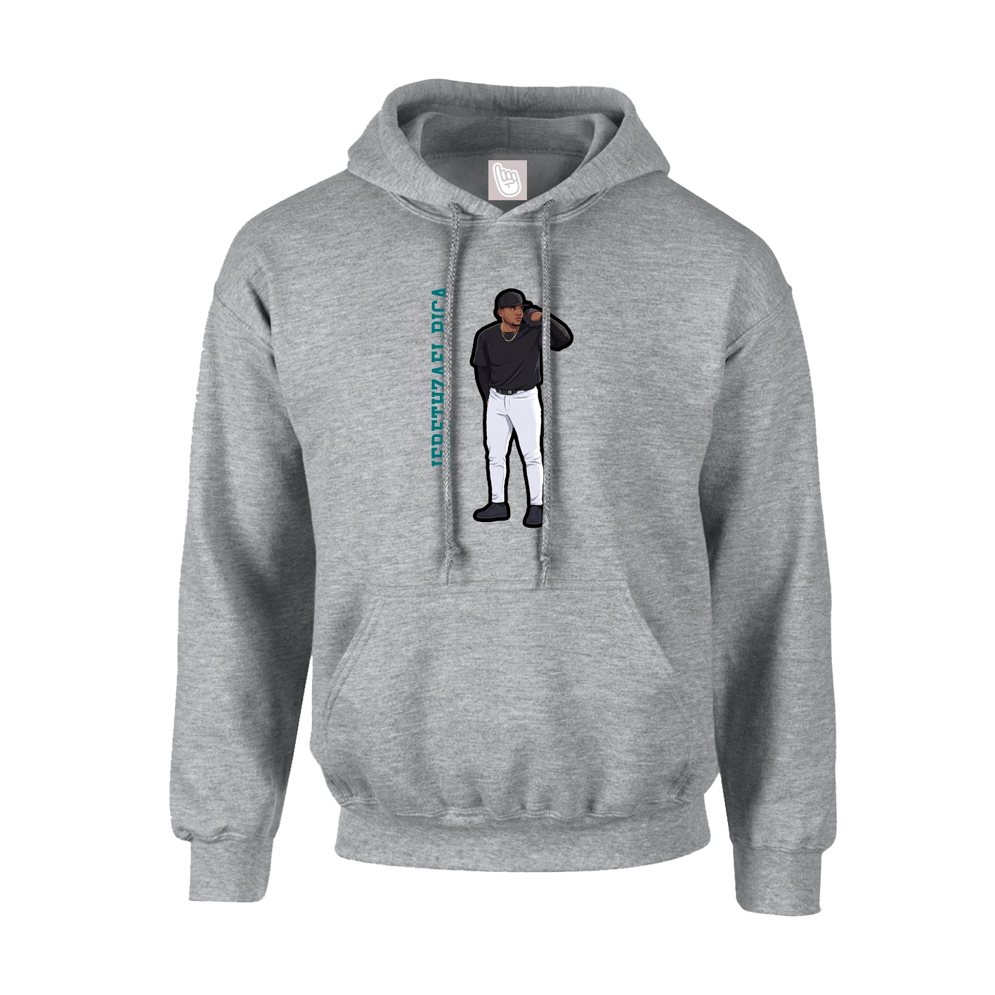 Youth Hoodie — Name Vertical in Grey