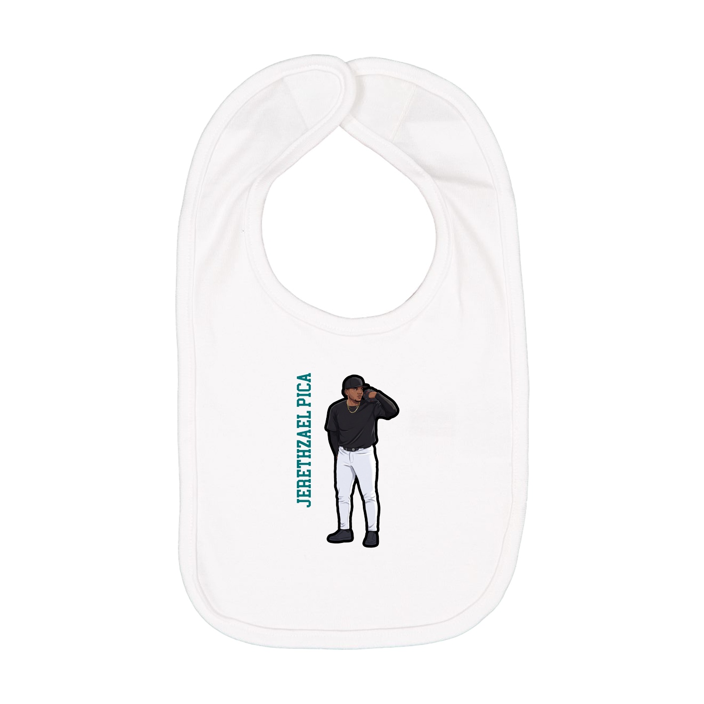 Infant Bib — Name Vertical in White
