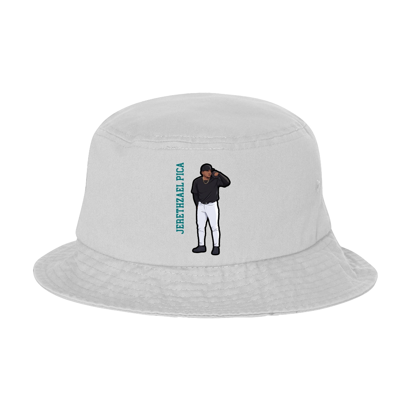Bucket Cap — Name Vertical in White