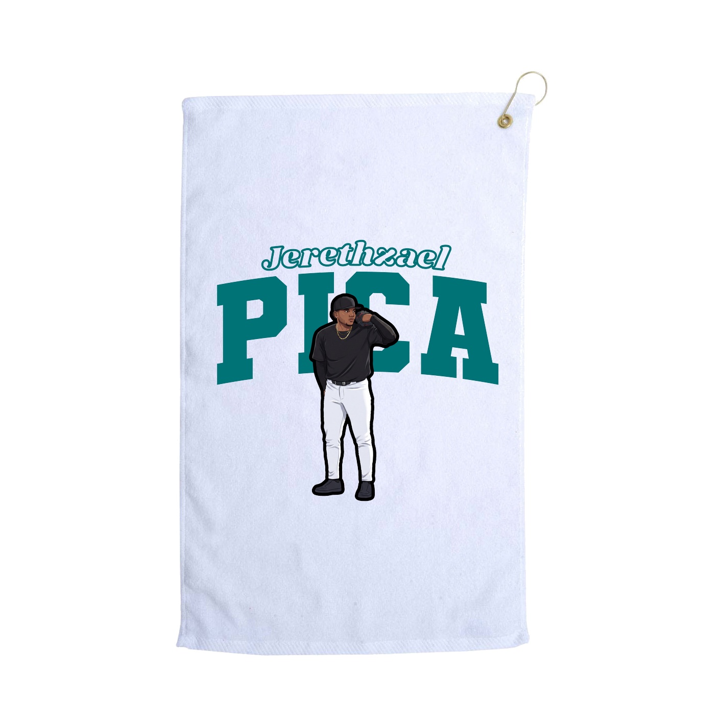 Golf Towel — Name Arch in White