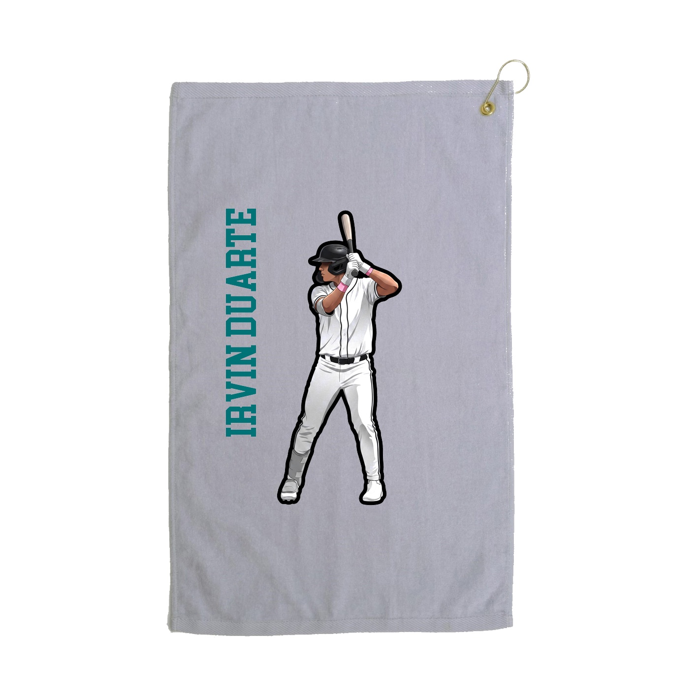 Golf Towel — Name Vertical in Grey