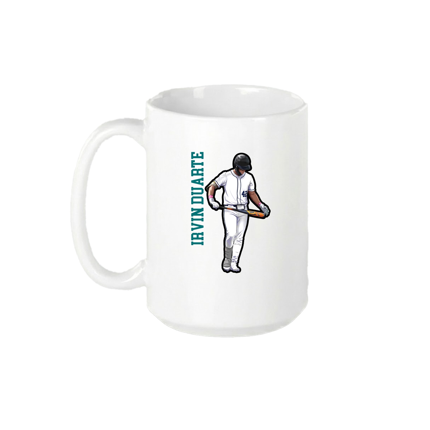 15oz Coffee Mug — Name Vertical in White