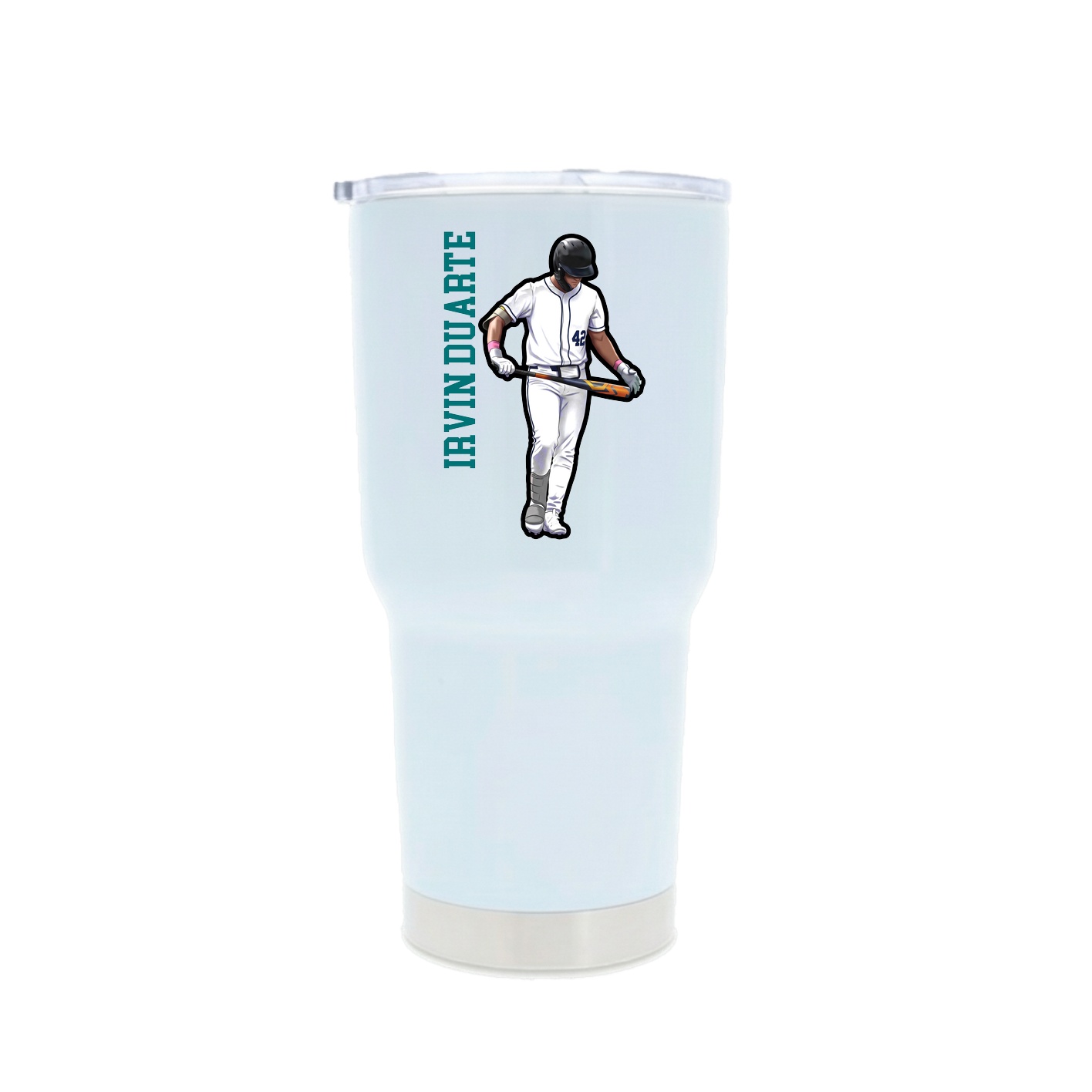 30oz Stainless Steel Tumbler — Name Vertical in White