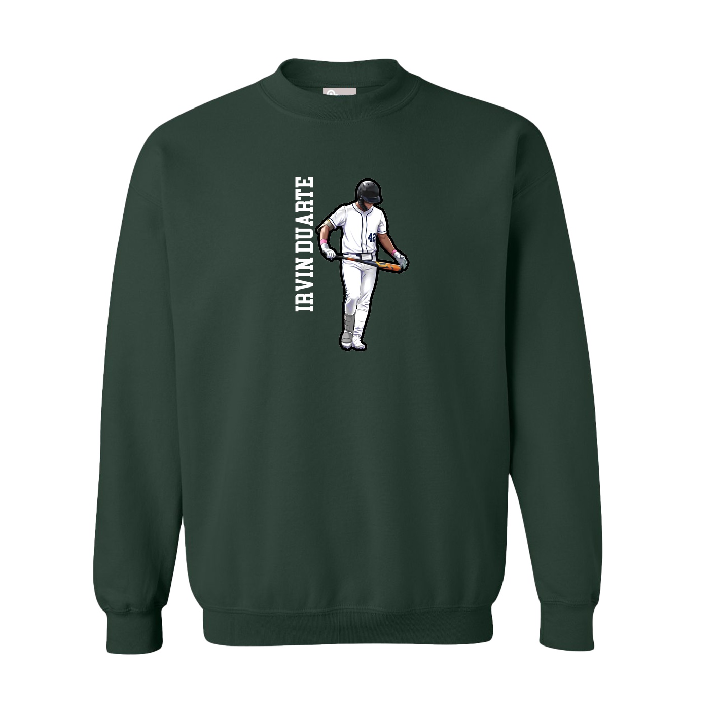 Fleece Crew — Name Vertical in Green