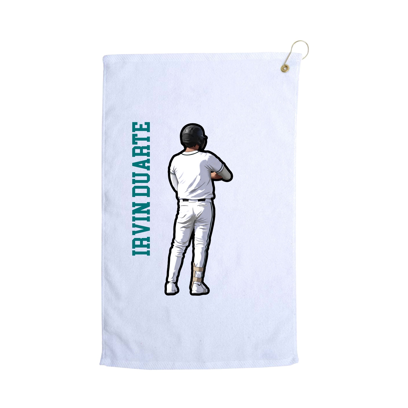 Golf Towel — Name Vertical in White