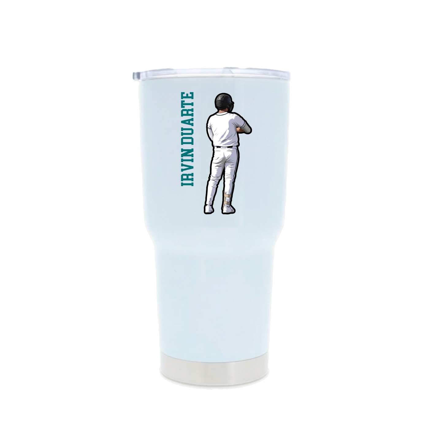 30oz Stainless Steel Tumbler — Name Vertical in White