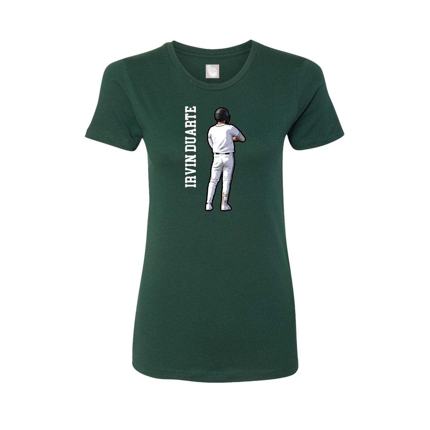 Fitted Women's Tee — Name Vertical in Green