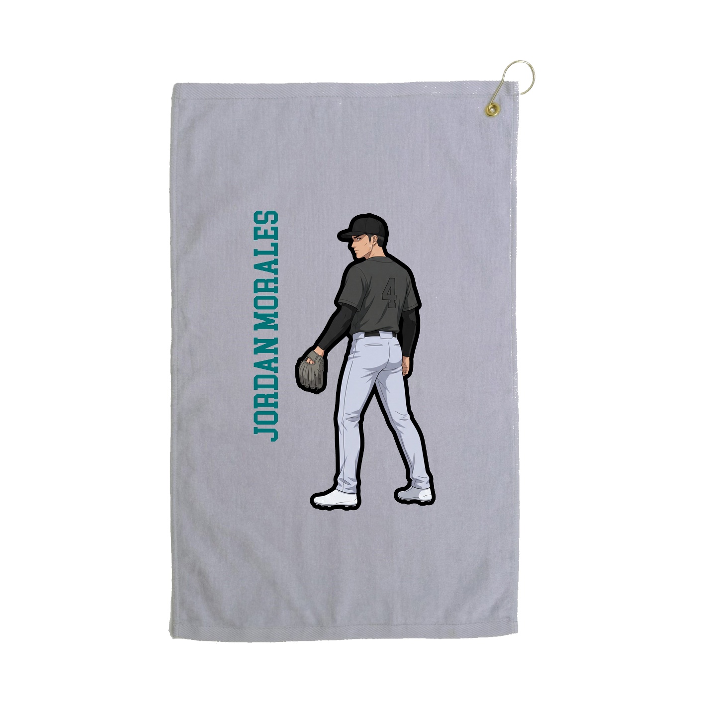 Golf Towel — Name Vertical in Grey