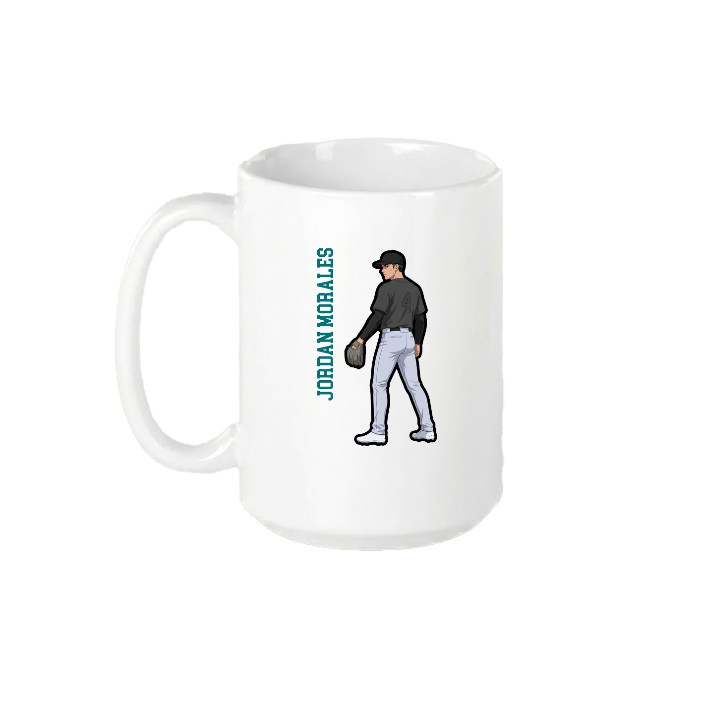 15oz Coffee Mug — Name Vertical in White