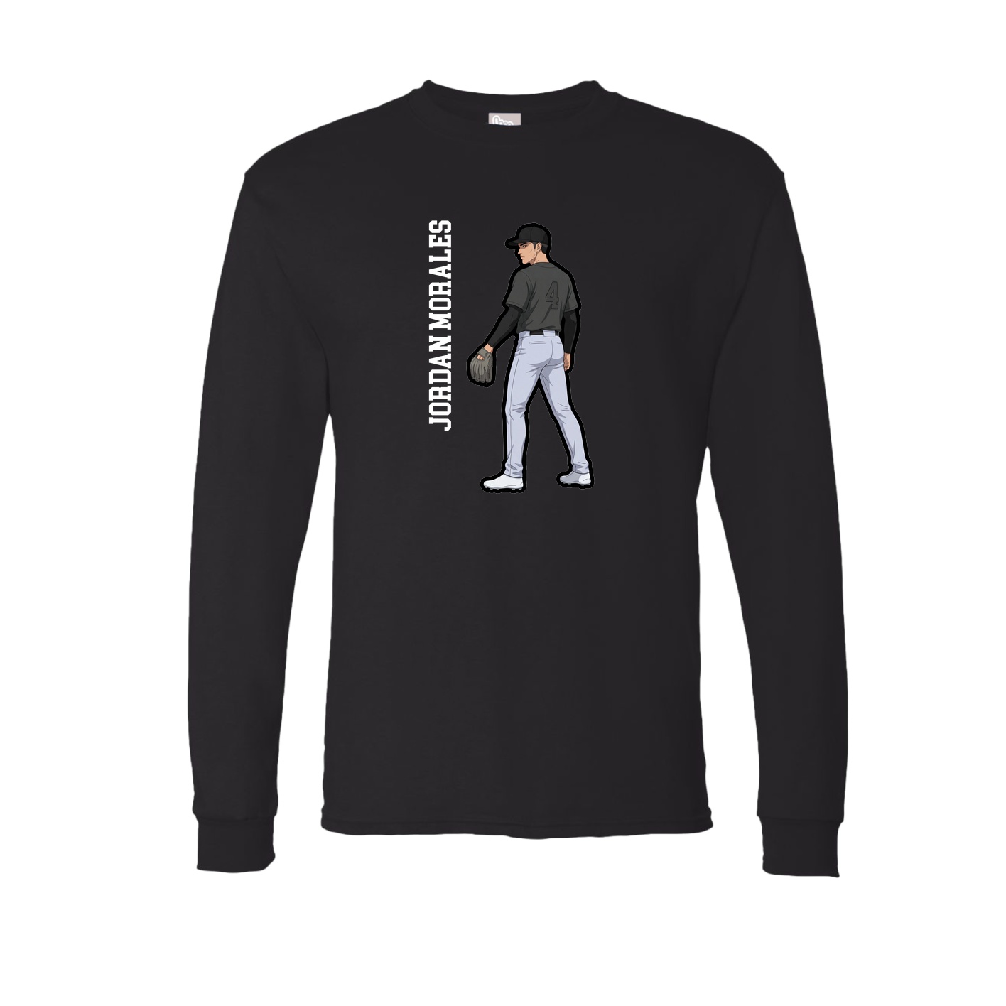 Long Sleeve Tee — Name Vertical in Black