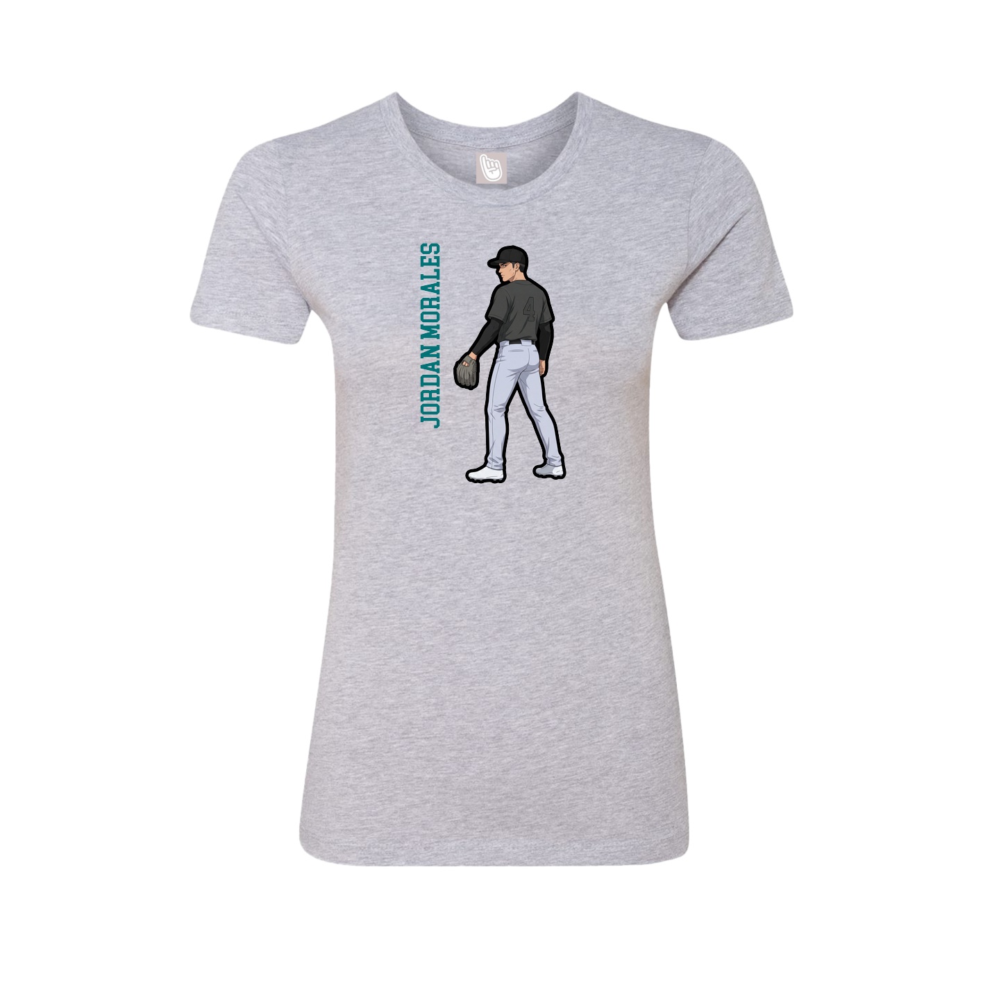 Fitted Women's Tee — Name Vertical in Grey