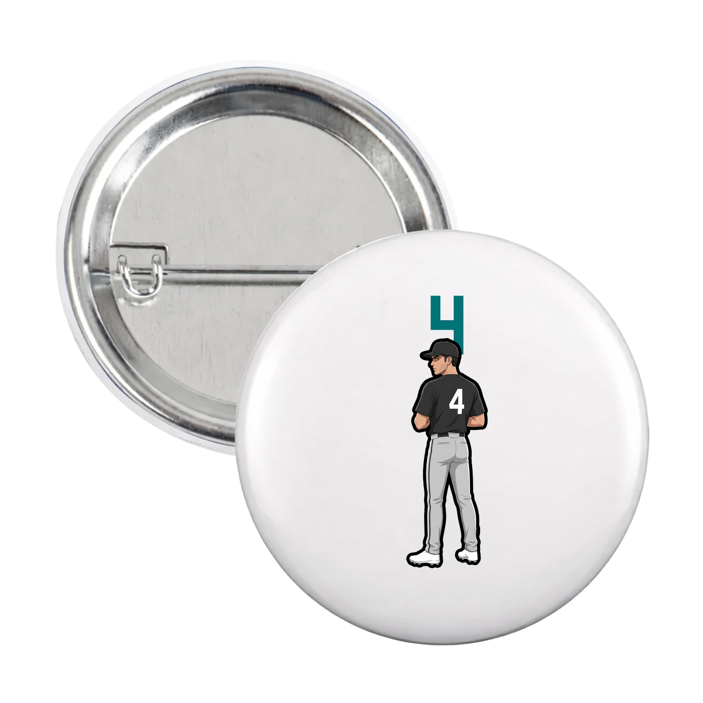Game Day Button — Number Top in White
