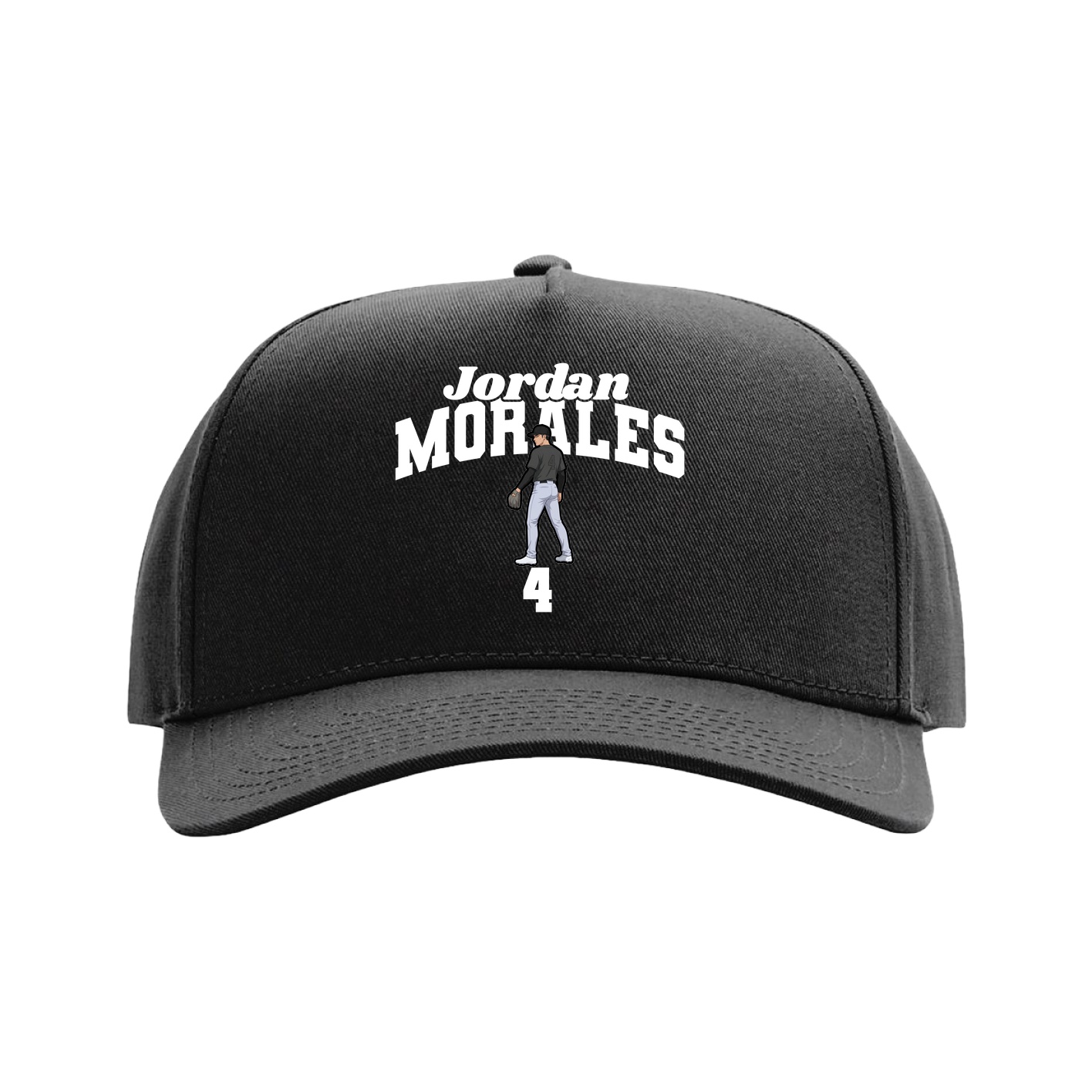 Full Fabric Five-Panel Champ Cap — Signature Arch in Black