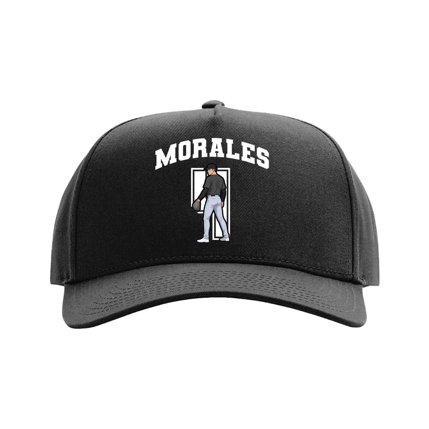 Full Fabric Five-Panel Champ Cap — Number in Black