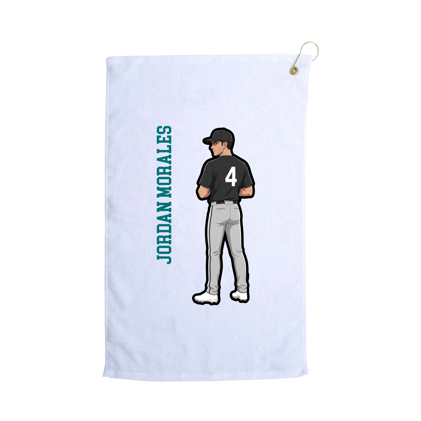 Golf Towel — Name Vertical in White