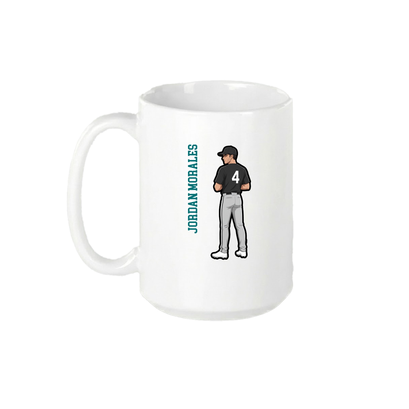 15oz Coffee Mug — Name Vertical in White