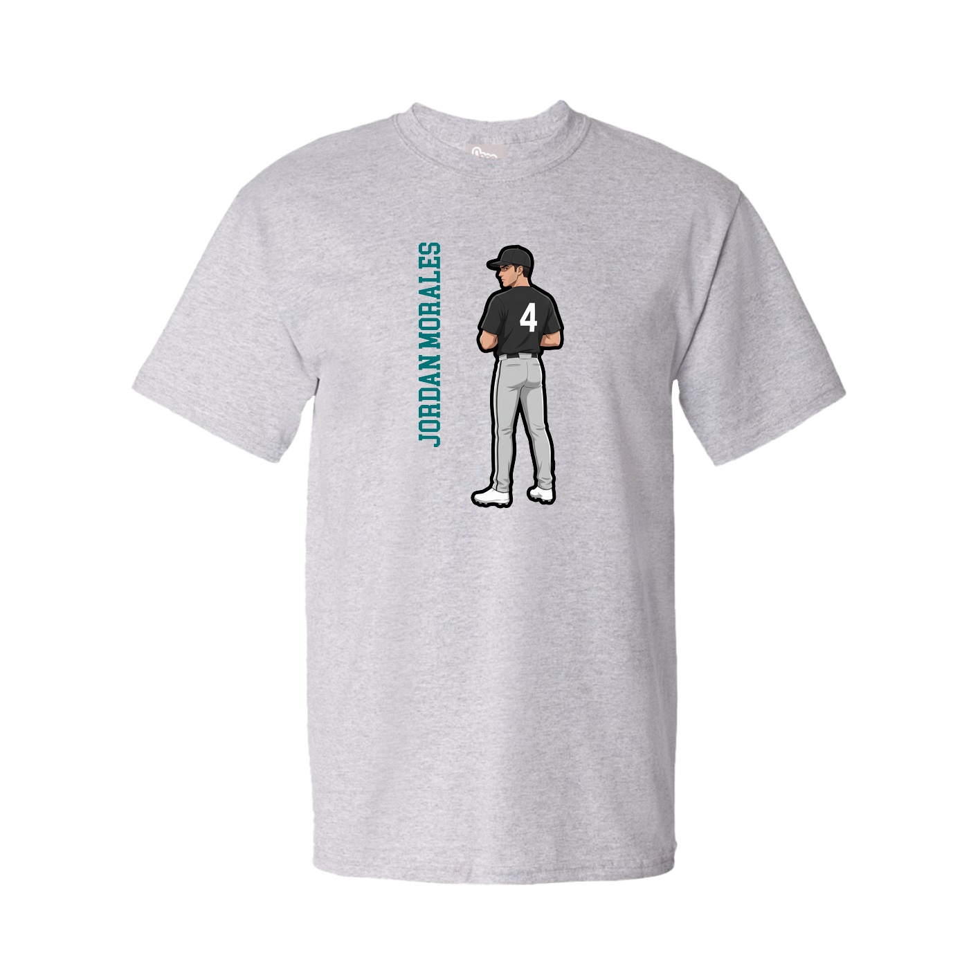 Tee — Name Vertical in Grey