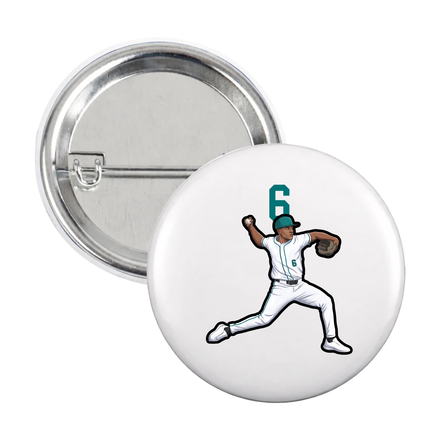 Game Day Button — Number Top in White