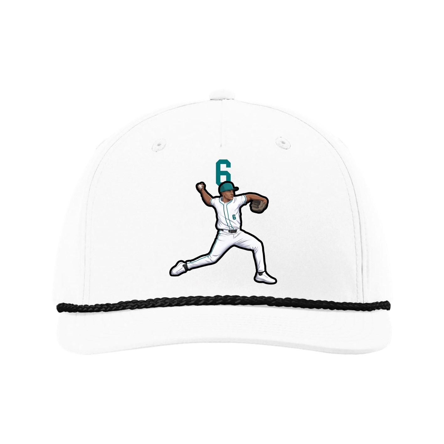Five-Panel Classic Rope Cap — Number Top in White