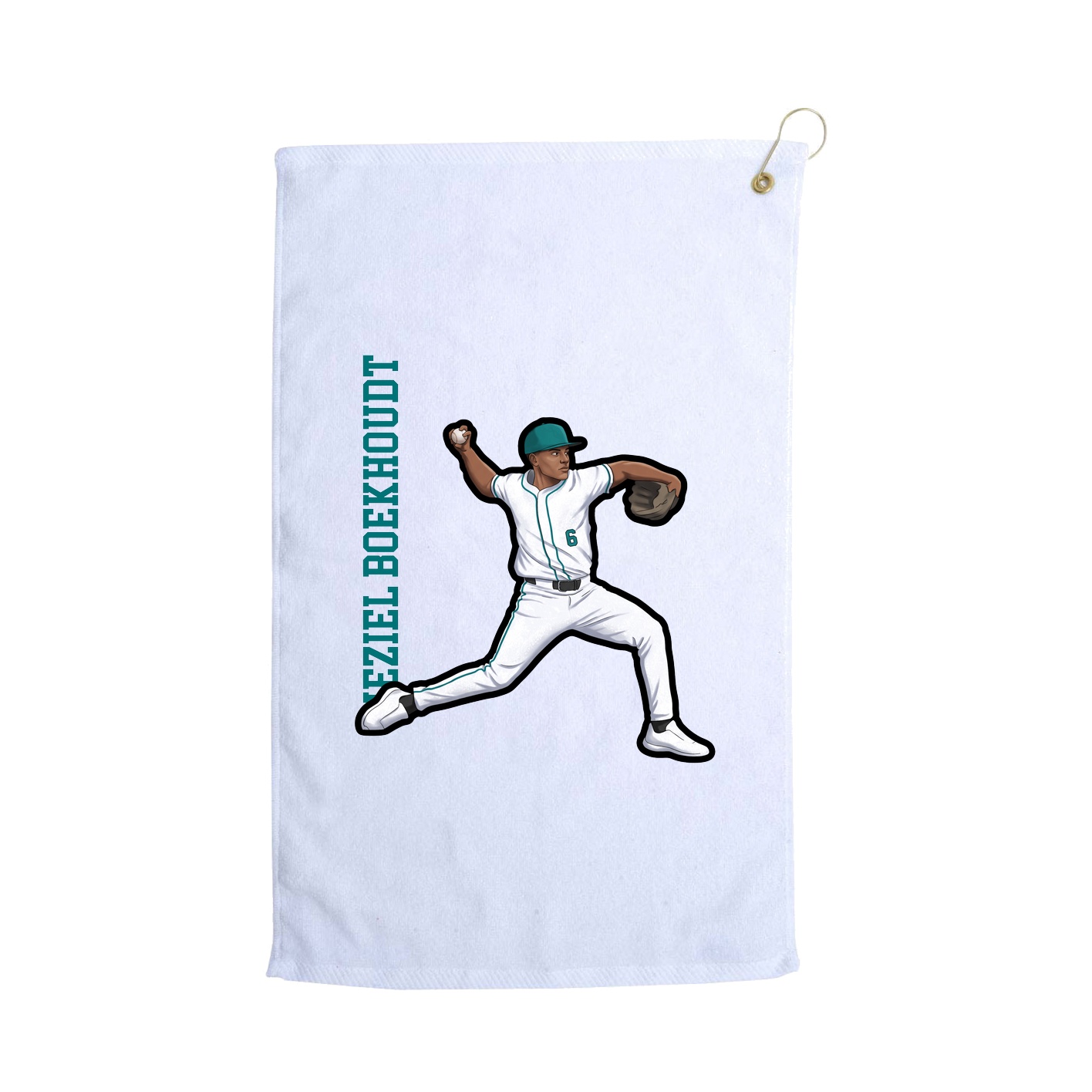 Golf Towel — Name Vertical in White