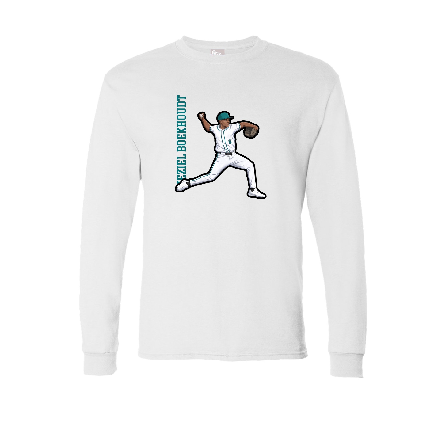 Long Sleeve Tee — Name Vertical in White