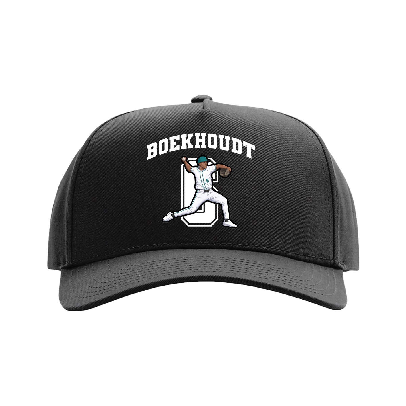 Full Fabric Five-Panel Champ Cap — Number in Black