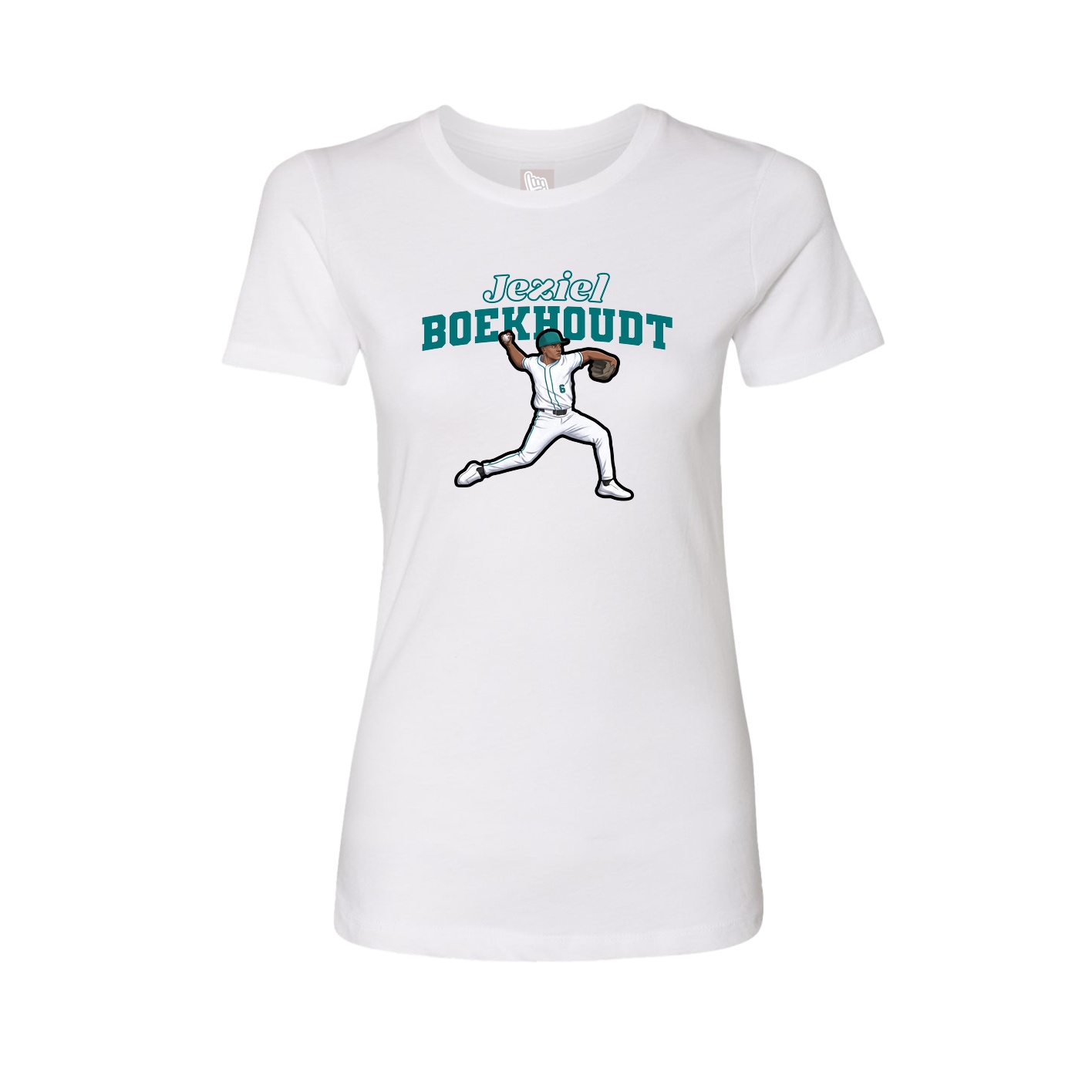Fitted Women's Tee — Name Arch in White