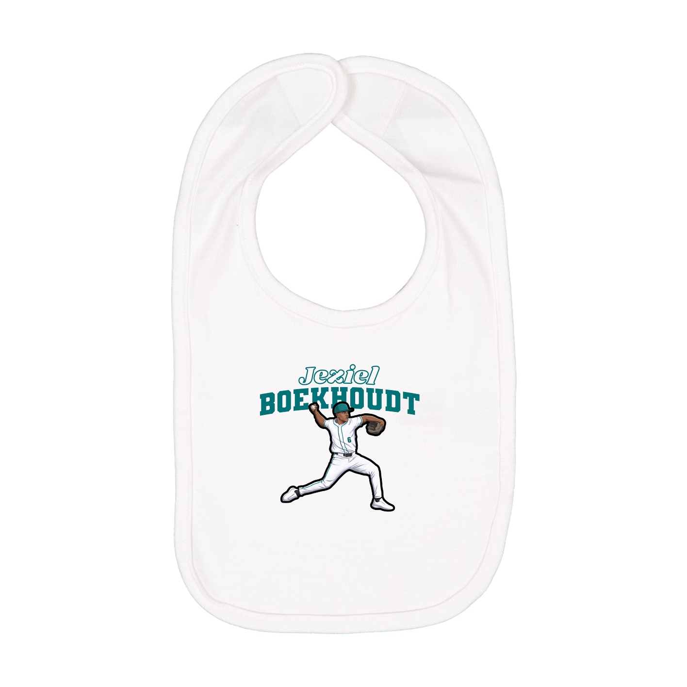 Infant Bib — Name Arch in White